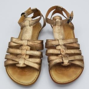 Born Gold Strappy Sandals Sz 7 Leather Upper